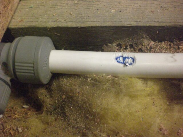Chewed water pipe by rodent